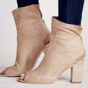 Free People Golden Road All Suede Leather Booties in Natural 40